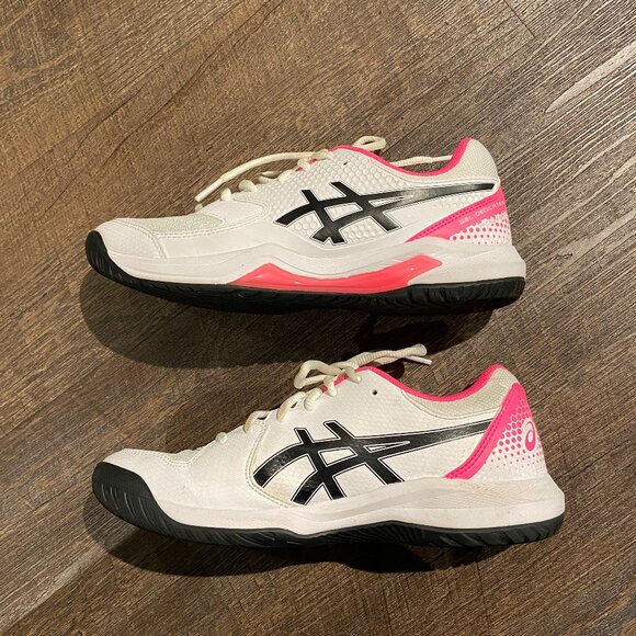 ASICS GEL DEDICATE 8 PICKLEBALL SNEAKERS WHITE/BLK/PINK Size 8.5 - Picture 6 of 8